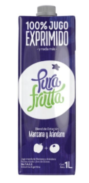 Jugos 100% Exprimido Pura Frutta Manzanan verde arandanos 1L