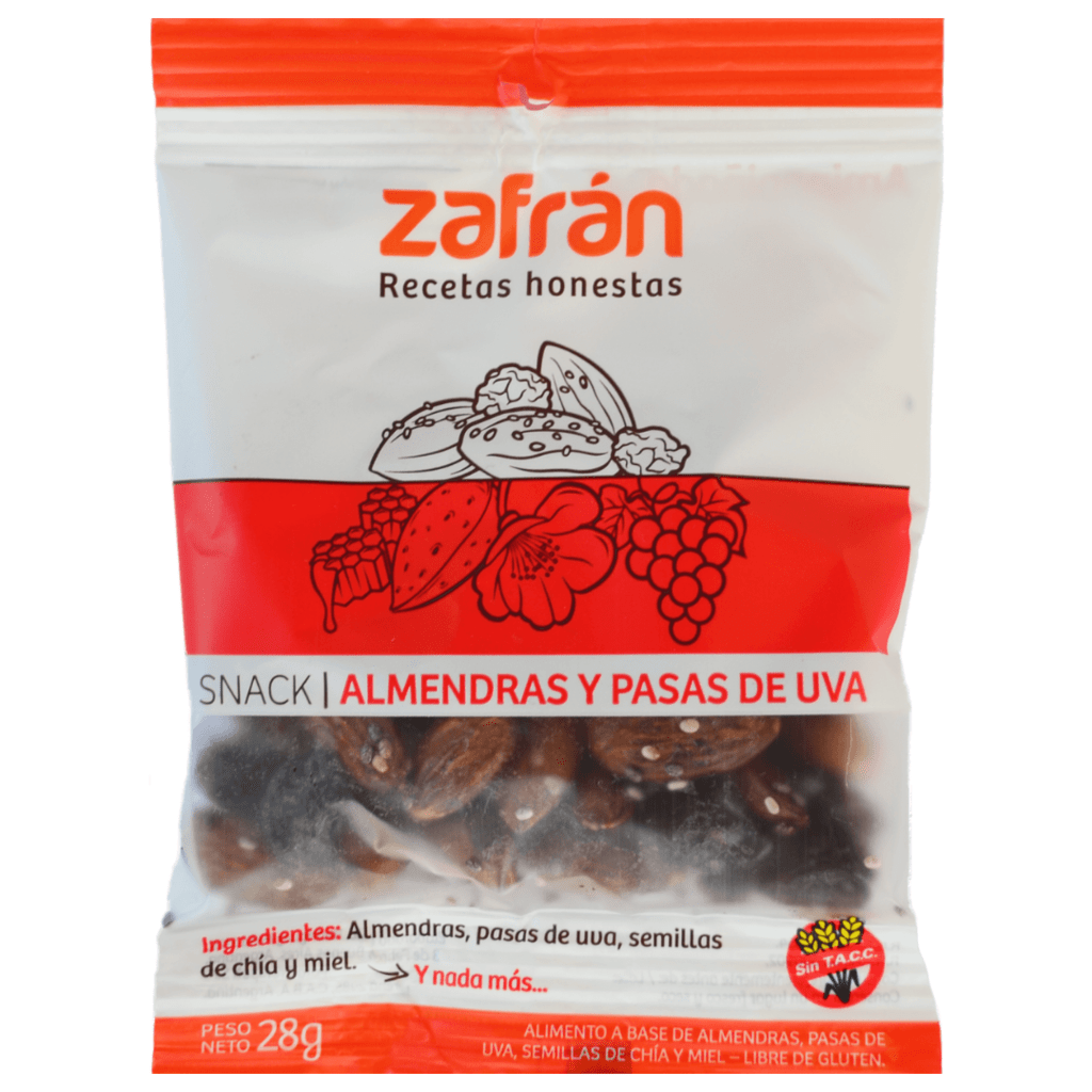 Snack Zafran Almendras y Pasas Uva x28grs