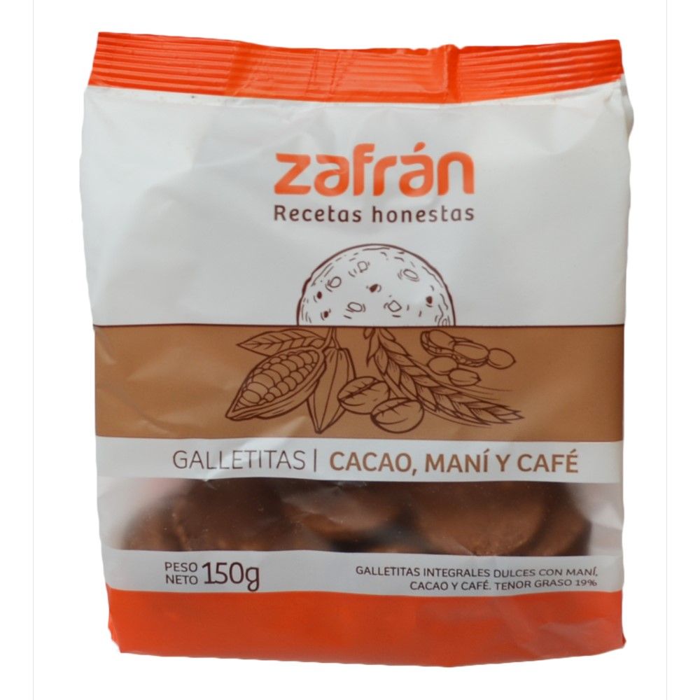 Galletitas Zafran Mani, Cacao y Cafe x150grs