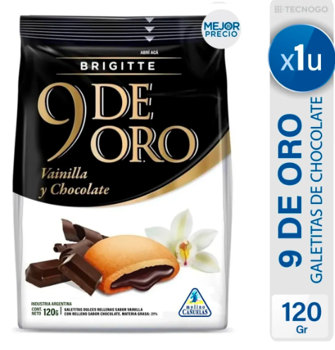 9 de Oro Rellenas Vai/Chocolate x120grs
