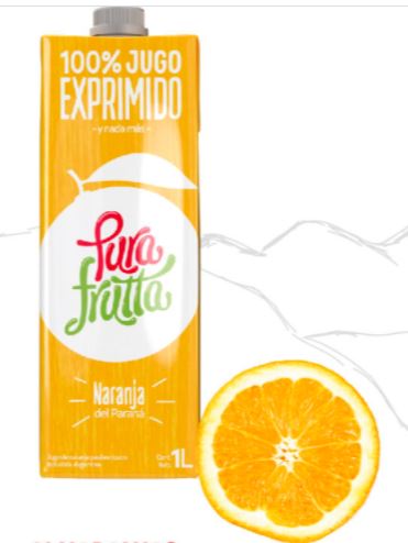 Jugos 100% Exprimido Pura Frutta Naranja x 1ltro